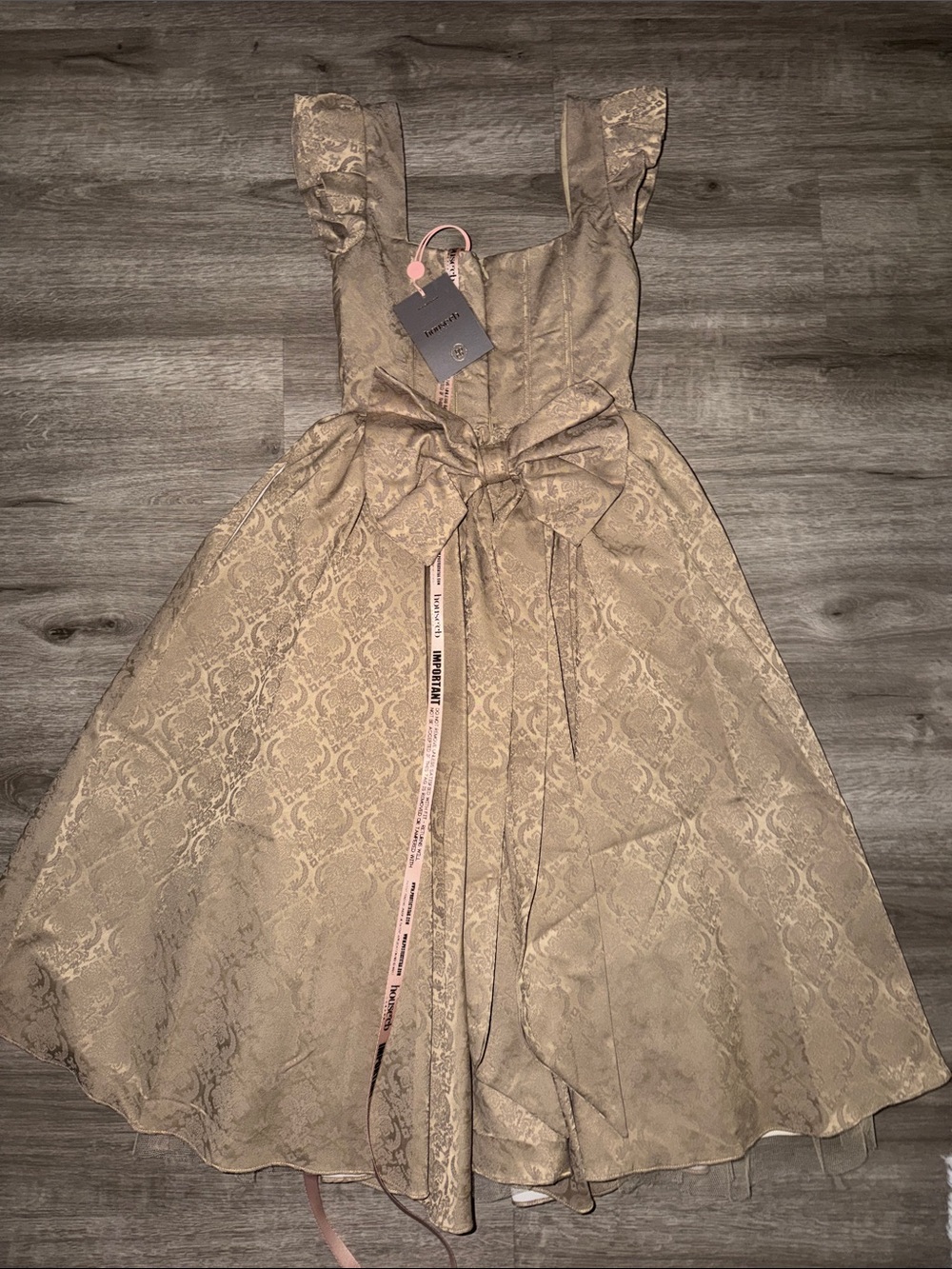 House of CB ALESSANDRA Gold Jacquard Midi Dress With Detachable - Picture 13 of 16